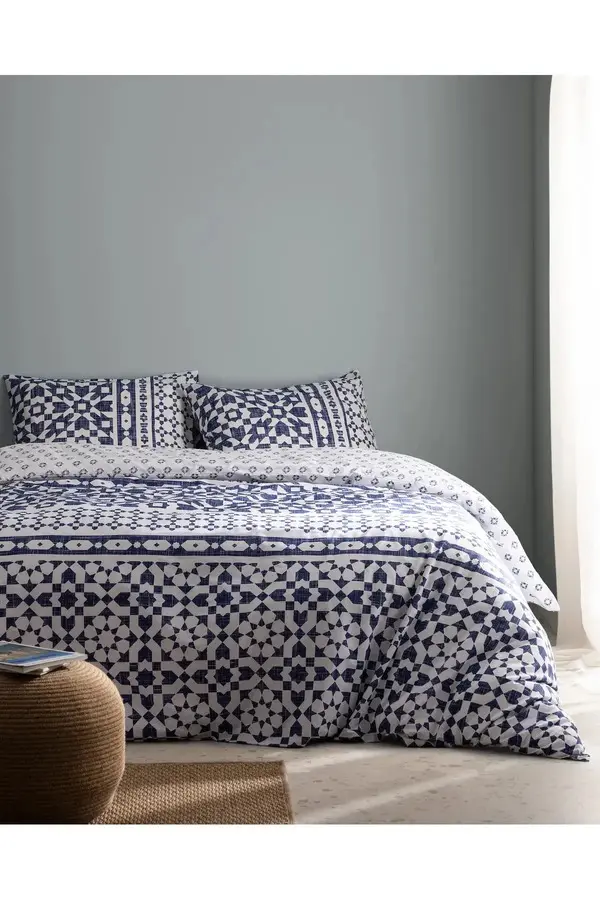 Deor Double Size Duvet Cover Set - Ranforce Patterned