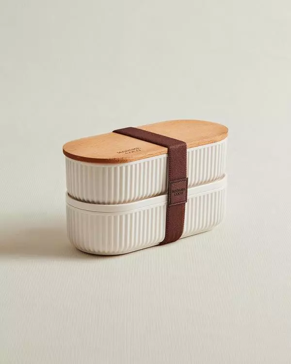 Storage Box With Wooden Lid 500Ml 2Pcs
