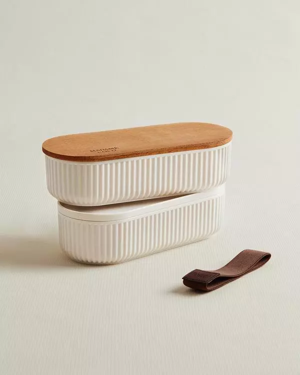 Storage Box With Wooden Lid 500Ml 2Pcs