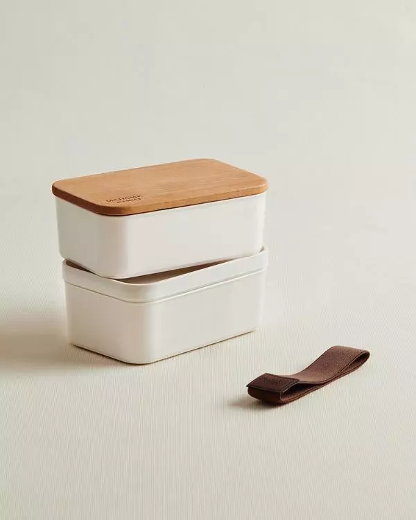 Storage Box With Wooden Lid 500Ml 2Pcs