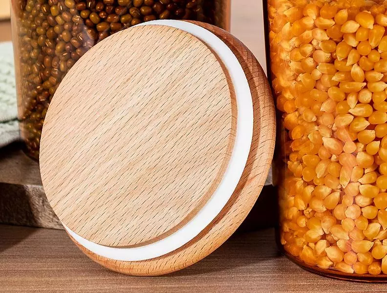 Storage Box With Wooden Lid 900Ml 3Pcs