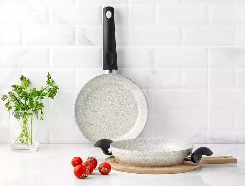 Gordes Granite Look Pan And Shallow Pan 2 Pieces