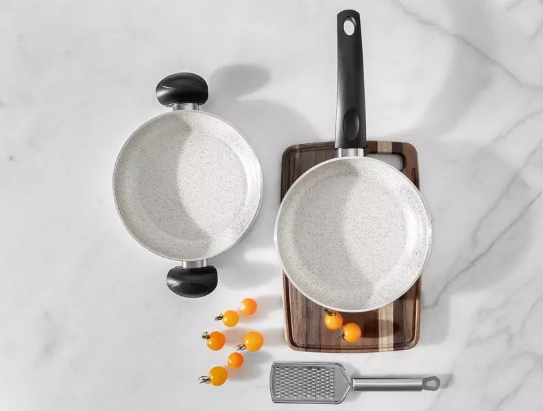 Gordes Granite Look Pan And Shallow Pan 2 Pieces
