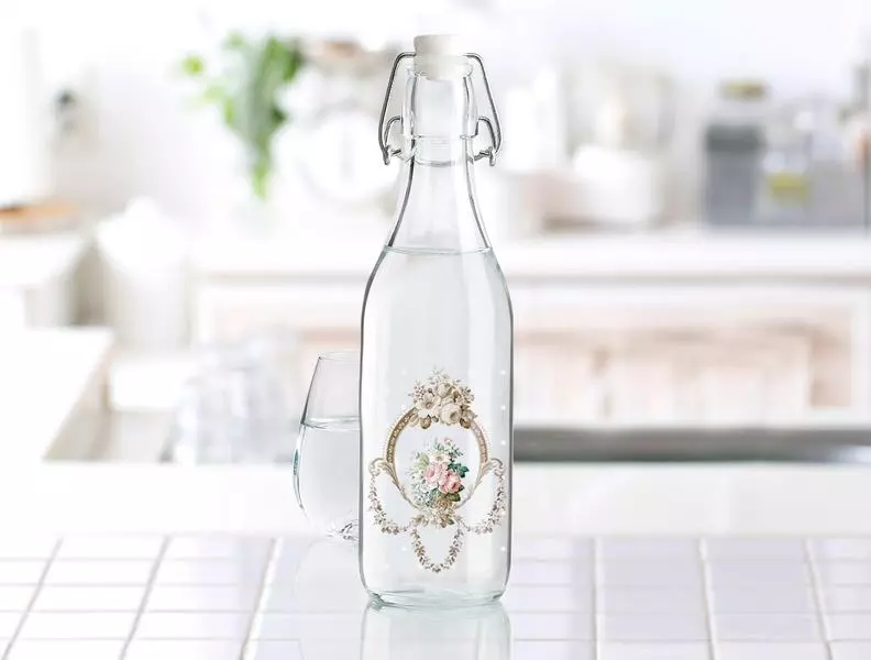 Rosa Glass Water Bottle-1Lt