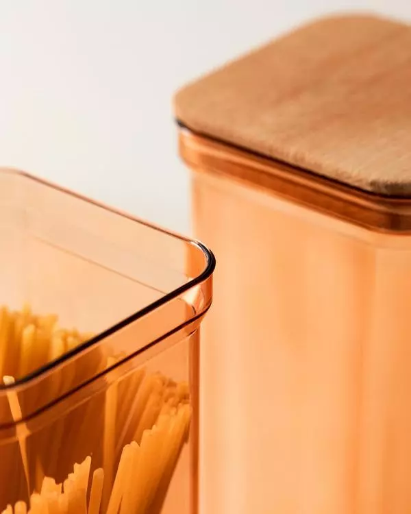 Storage Box With Wooden Lid 2100Ml 2Pcs