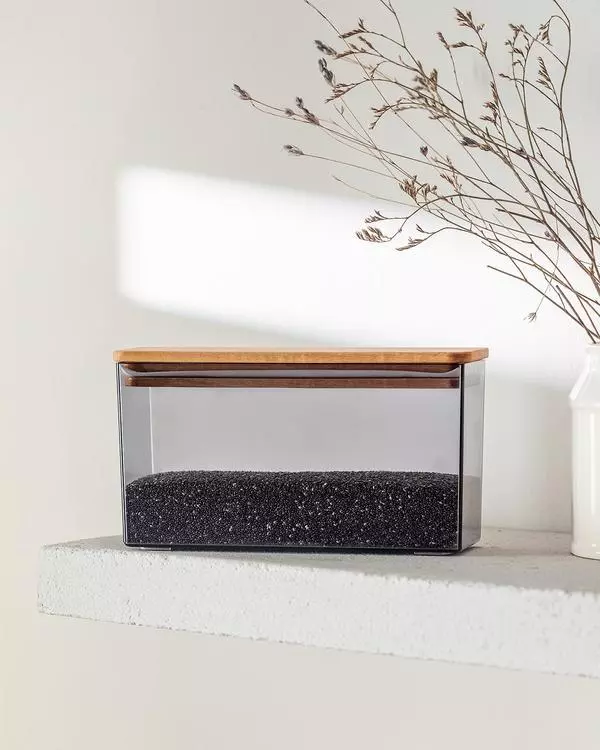 Storage Box With Wooden Lid 1200Ml