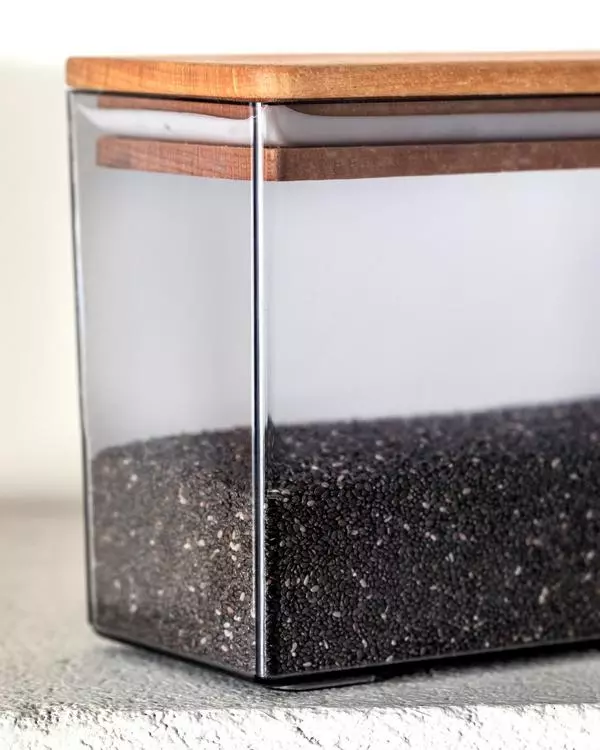 Storage Box With Wooden Lid 1200Ml