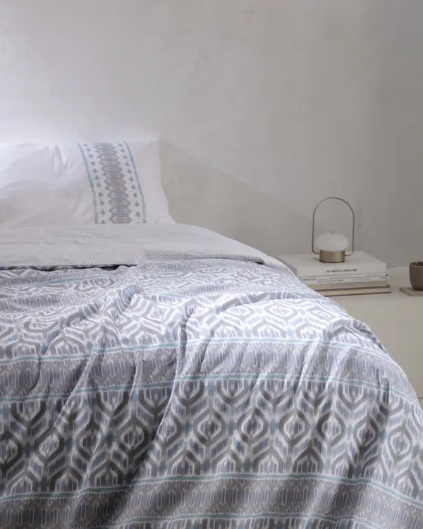 Abrial King Size Duvet Cover Set - Ranforce Patterned